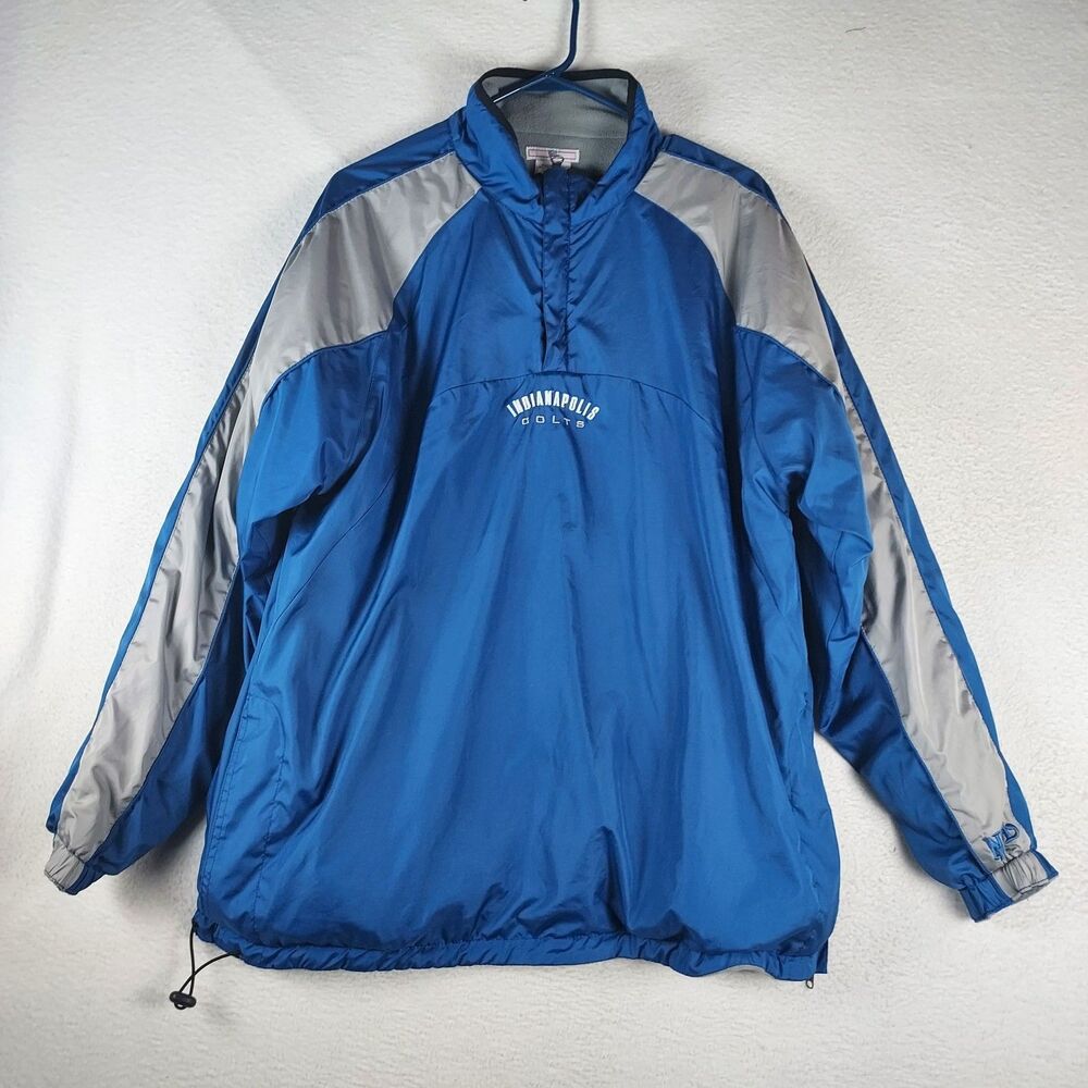 Indianapolis Colts Vintage Windbreaker Mens M Blue Silver 1/4 Zip NFL